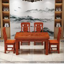 中式全实木餐桌家用大小户型长方形餐桌仿古雕花非红木西餐桌饭桌