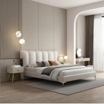现代轻奢主卧皮床1.8米婚床卧室实木床1.5米软靠皮床个性简约软床
