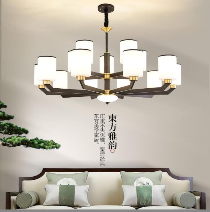 全铜客厅灯新中式中国风吊灯现代简约别墅书房餐厅卧室全屋灯具