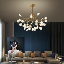 北欧全铜客厅吊灯现代简约个性创意枝形吊灯主卧室艺术萤火虫灯具