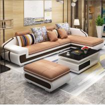 家用客厅布艺沙发组合简约现代中小户型皮布粗实木框架可拆洗沙发