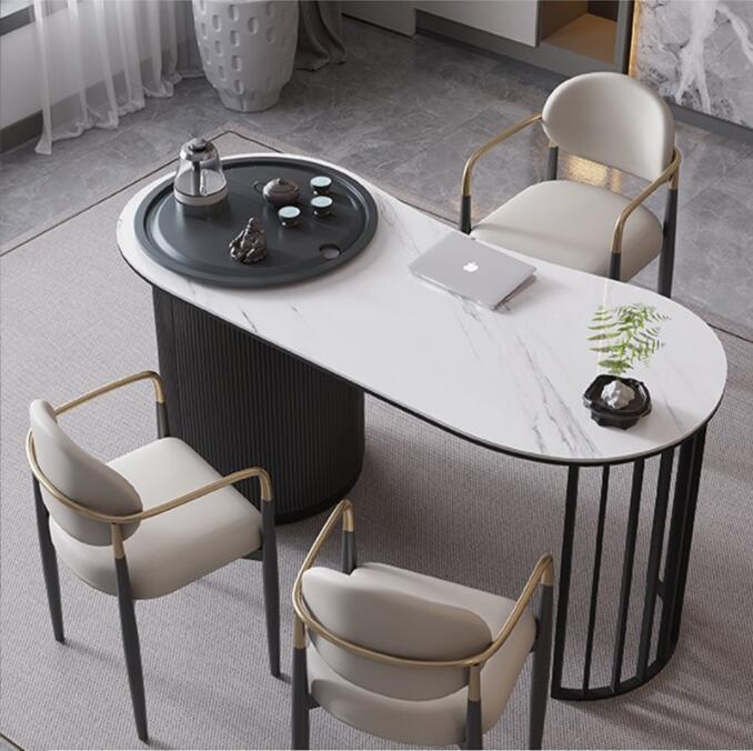 意式岩板茶桌办公室茶桌阳台小茶桌现代简约功夫茶台智能水壶一体