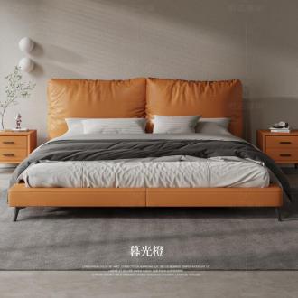 现代简约皮床纳帕头层牛皮意式极简北欧轻奢1.8米双人床主卧床1.5