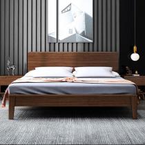 胡桃木北欧实木床简约1.8米双人床1.5m米儿童床卧室现货家具