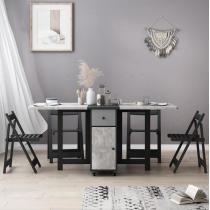 现代小户型客厅可折叠餐桌椅组合北欧简约家用餐厅长方形吃饭桌子