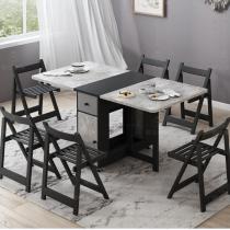 现代小户型客厅可折叠餐桌椅组合北欧简约家用餐厅长方形吃饭桌子