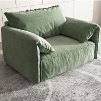 客厅现代极简沙发 小户型羽绒靠包三人位实木框架沙发
