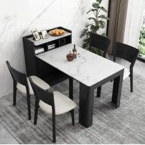 简约现代折叠餐桌多功能可伸缩小户型家用岩板餐边柜餐桌一体