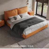 现代简约皮床纳帕头层牛皮意式极简北欧轻奢1.8米双人床主卧床1.5