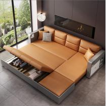 现代轻奢实木沙发床 科技布单双折叠客厅两用多功能沙发床