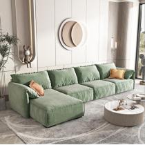 客厅现代极简沙发 小户型羽绒靠包三人位实木框架沙发
