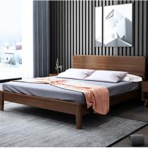 胡桃木北欧实木床简约1.8米双人床1.5m米儿童床卧室现货家具