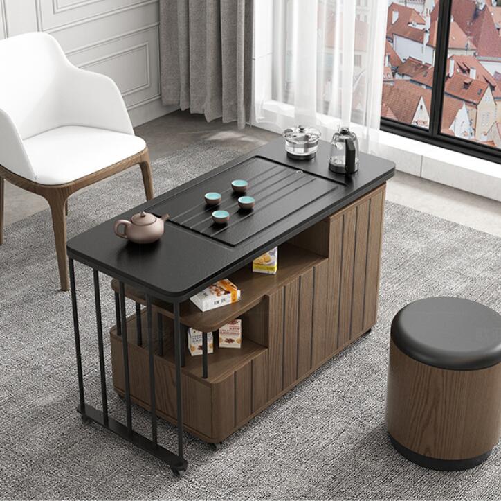 润阳功夫茶桌可移动茶车自动上水旋转台客厅家用茶桌阳台茶几桌椅