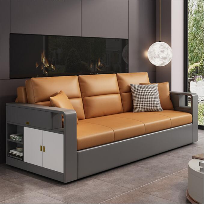 现代轻奢实木沙发床 科技布单双折叠客厅两用多功能沙发床