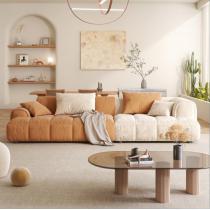 方块沙发科技布超宽坐深客厅现代简约直排豆腐块布艺沙发侘寂风