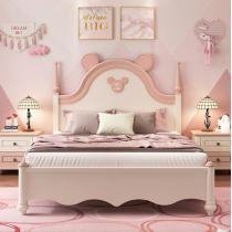 儿童床女孩粉色公主床单人床现代简约床儿童配套家具