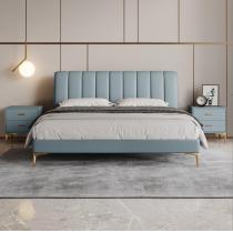 意式轻奢布艺床北欧极简主卧室科技布床现代单双人床床头柜组合