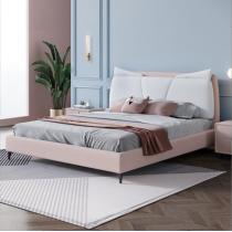 童床轻奢公主床 实木框架粉红色布艺床1.5米女孩女生卧室床