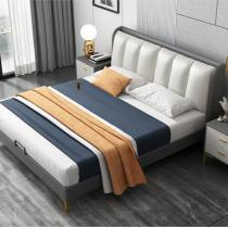 现代轻奢皮床简约1.8米双人床大小户型主卧婚床网红ins简约软靠床