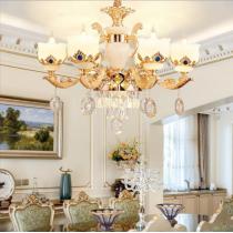 欧式水晶吊灯客厅创意大气真玉石锌合金餐厅卧室新款灯具