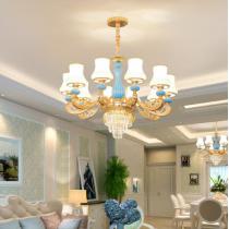 欧式水晶客厅吊灯现代奢华温馨家用卧室灯餐厅灯具简约陶瓷蜡烛灯
