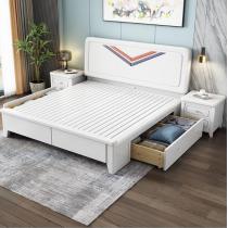 简约现代白色实木床橡胶木1.5米/1.8米双人床卧室家具