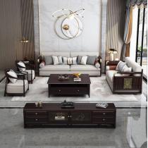 新中式实木沙发客厅乌金木沙发组合木加布沙发禅意别墅家具