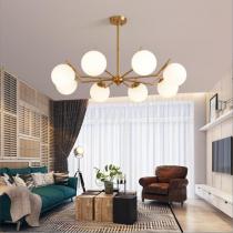 客厅吊灯北欧风格餐厅卧室灯具现代简约全铜圆球玻璃创意魔豆吊灯