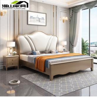 美式轻奢实木软包床1.5米1.8米双人大床婚床储物卧室家具