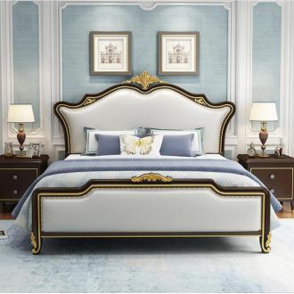 美式实木床1.8米轻奢床现代简约主卧大床软包双人床欧式储物婚床
