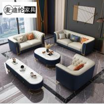 皮沙发组合欧式简约现代轻奢转角客厅家具L型大小户型茶几电视柜