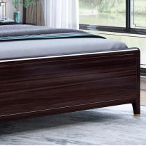 新中式实木床胡桃木1.5/1.8米双人床卧室家具软靠高箱储物床HT69#