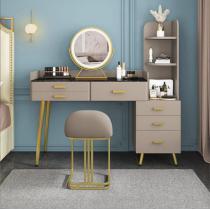 意式梳妆台岩板轻奢感卧室现代简约化妆桌小户型收纳柜一体桌