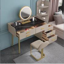 意式梳妆台岩板轻奢感卧室现代简约化妆桌小户型收纳柜一体桌