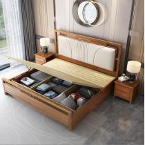 简约现代实木床1.8米橡胶木新中式1.5米双人床卧室家具