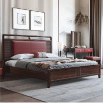 新中式实木床现代简约1.8米双人床主卧中国风轻奢婚床卧室家具