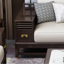 新中式客厅实木沙发组合橡胶木沙发现代中式大户型家具123茶几613