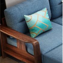 新中式乌金木实木沙发客厅组合转角贵妃沙发简约布沙沙发垫