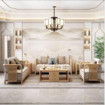 现代简约大小户型原木沙发客厅家具全实木沙发组合日式白蜡木沙发