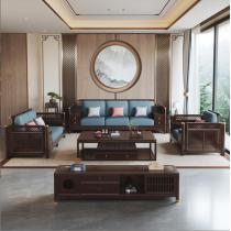 实木沙发小户型客厅科技布沙发组合实木家具转角储物新中式沙发