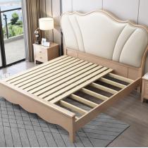 美式轻奢实木软包床1.5米1.8米双人大床婚床储物卧室家具