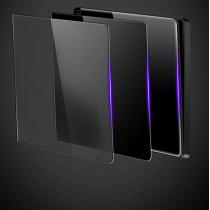 兰豹带LED指示灯电视电脑墙壁开关面板黑色加厚钢化玻璃