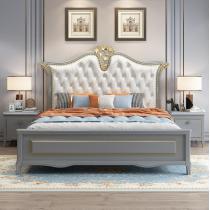 美式实木床轻奢双人床1.8米现代简约欧式公主1.5主卧大床储物婚床
