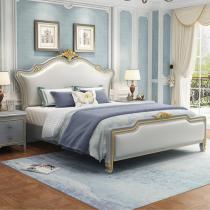美式实木床1.8米轻奢床现代简约主卧大床软包双人床欧式储物婚床