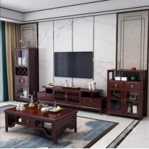 小户型新中式实木茶几电视柜组合1.3米茶台现代客厅家具套房系列