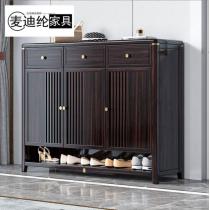 新中式胡桃木实木鞋柜换鞋凳2022年新款简约现代客厅入户储物柜