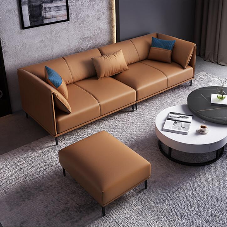 麦迪纶北欧轻奢仿真皮沙发现代简约客厅小户型意式皮沙发组合套装