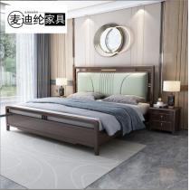 简约现代实木床1.8米橡胶木新中式1.5米双人床卧室家具