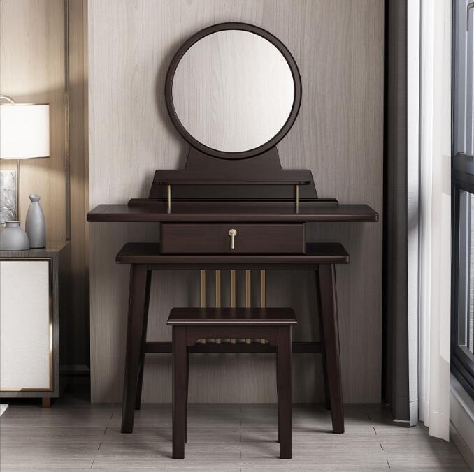新中式实木梳妆台简约现代化妆桌带镜子妆台妆凳组合卧室家具