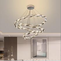 轻奢水晶吊灯圆环圆圈LED个性客厅灯简约时尚餐厅卧室灯2022新款